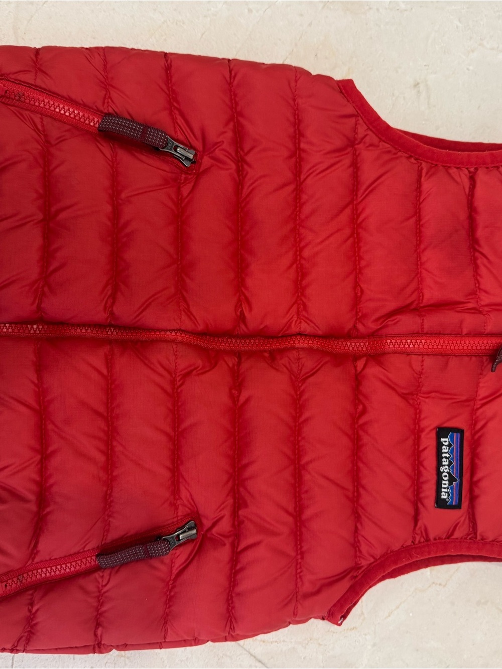 Patagonia Red Quilted Vest with Logo Patch
